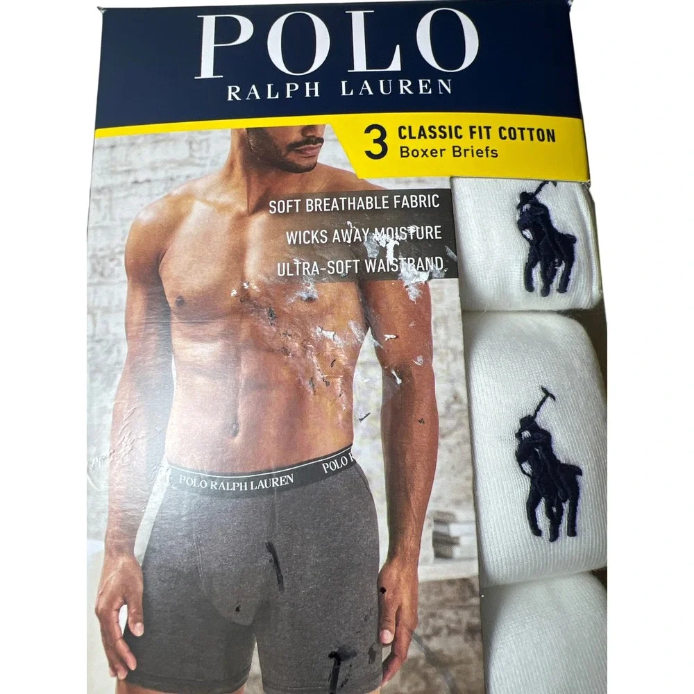 Polo Ralph Lauren 3 Pack‎ Classic Fit Cotton Boxer Briefs Mens Size XL